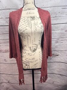 NWT Sonoma Cardigan Womens Size Petite XS Pink Blush Open Frill Trim Lightweight